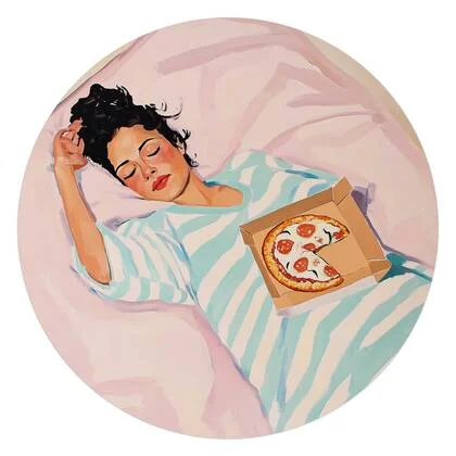 Reinders - After dinner dip - Glasschilderij Ø 70 cm - Roze