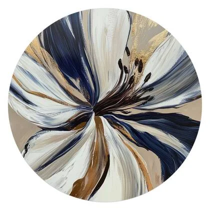 Reinders - Glamour bloem - Glasschilderij Ø 70 cm - Blauw