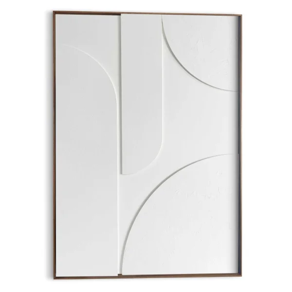 Reinders - Saturn - Relief Art Schilderij 100 x 70 cm - Wit/Walnoot