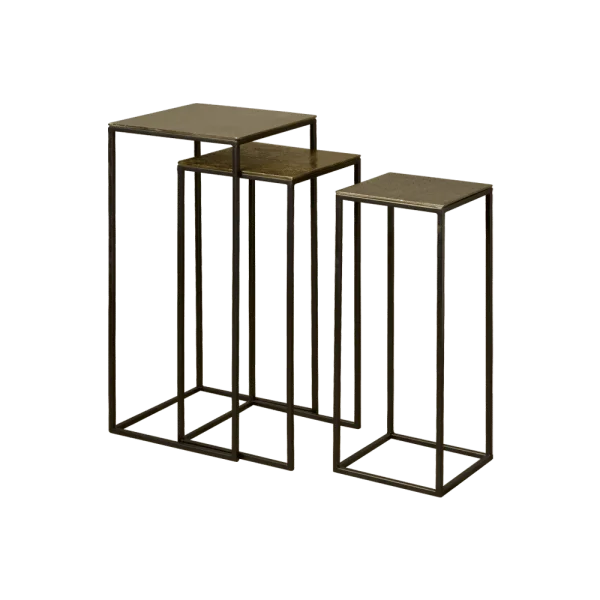 RENEW Bijzettafel Jose Set van 3 stuks - Meerkleurig - Vierkant