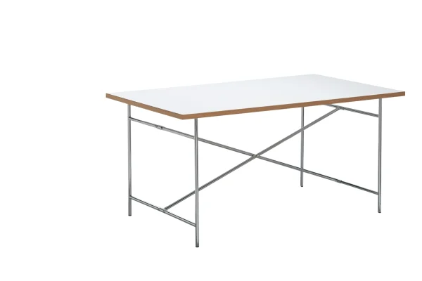 Richard Lampert Eiermann 2 Eettafel - melamine wit/eiken rand - verchroomd - 160 x 83 cm