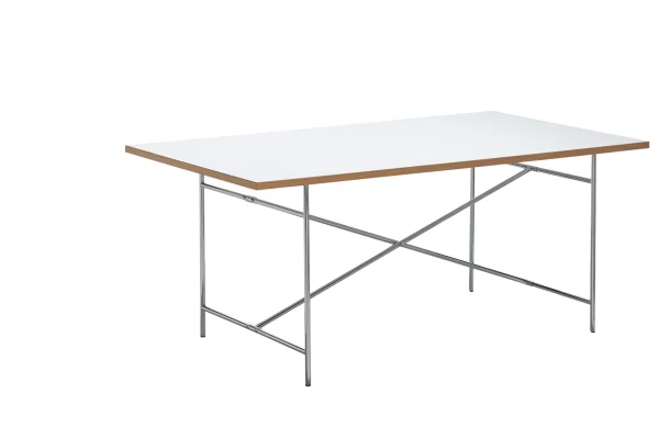 Richard Lampert Eiermann 2 Eettafel - melamine wit/eiken rand - verchroomd - 200 x 90 cm