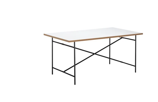 Richard Lampert Eiermann 2 Eettafel - melamine wit/eiken rand - zwart - 160 x 83 cm