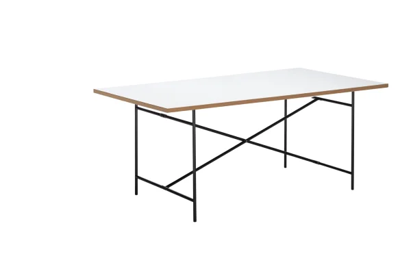 Richard Lampert Eiermann 2 Eettafel - melamine wit/eiken rand - zwart - 200 x 90 cm