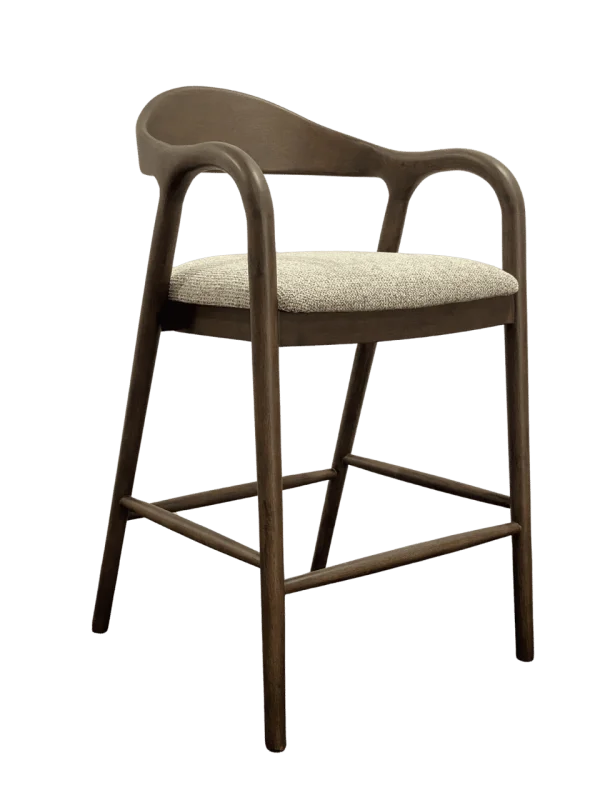 Richmond Barstoel Mihara Geweven stof en hout - Mocca (zithoogte 70cm)