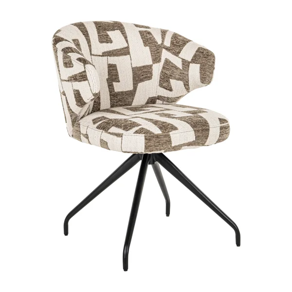 Richmond Draaibare Eetkamerstoel Milly Graffic stof - Moss