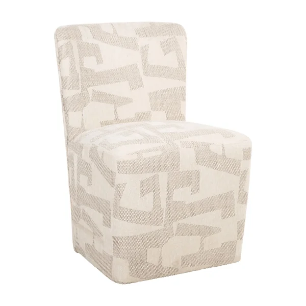 Richmond Eetkamerstoel Lorain Met wieltjes, Graffic stof - Beige