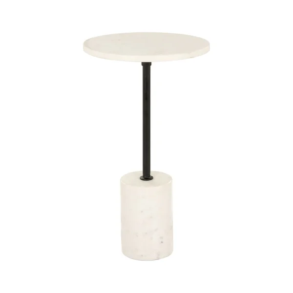 Richmond Ronde Bijzettafel Misty Marmer, 30cm - Wit