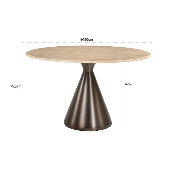 Richmond Ronde Eettafel Montgommery Marmerlook, 130cm - Beige