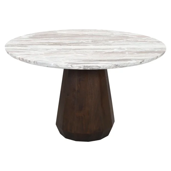 Richmond Ronde Eettafel Oberoy Marmer en mangohout, 130cm - Bruin