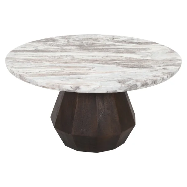 Richmond Ronde Salontafel Oberoy Marmer en mangohout, 80cm - Bruin