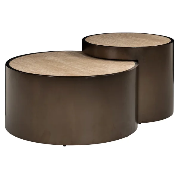 Richmond Salontafel Ronson Travertinlook, Set van 2 stuks - Beige - Rond
