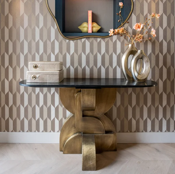 Richmond Sidetable Maddox Marmer en Brass, 130cm - Goud