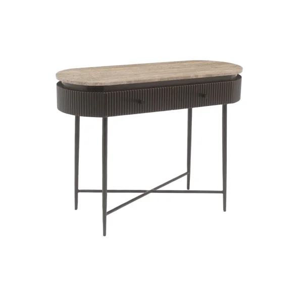 Richmond Sidetable Russo Travertin en brass, 100cm - Bruin