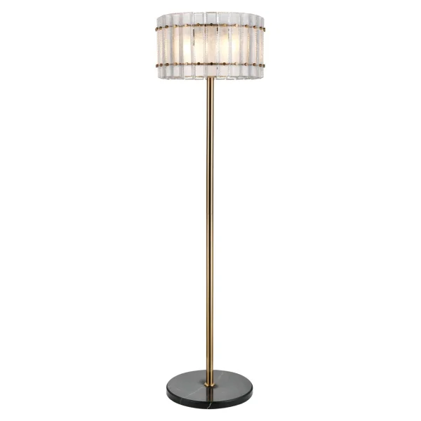 Richmond Vloerlamp Feline Glas en Antique Brass, 168cm - Goud