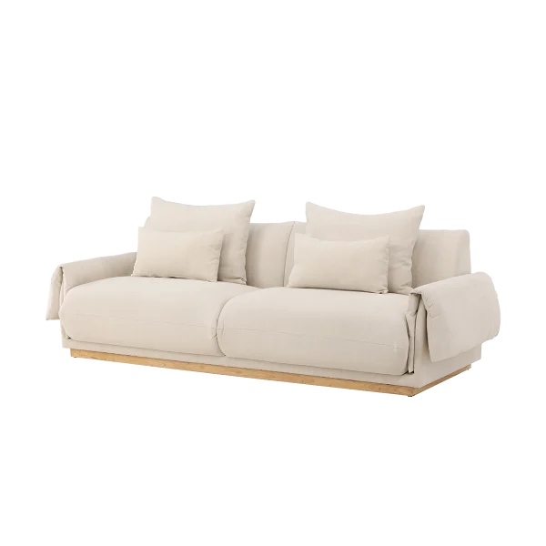 Rikki gestoffeerde 3-zits bank beige - 237 cm