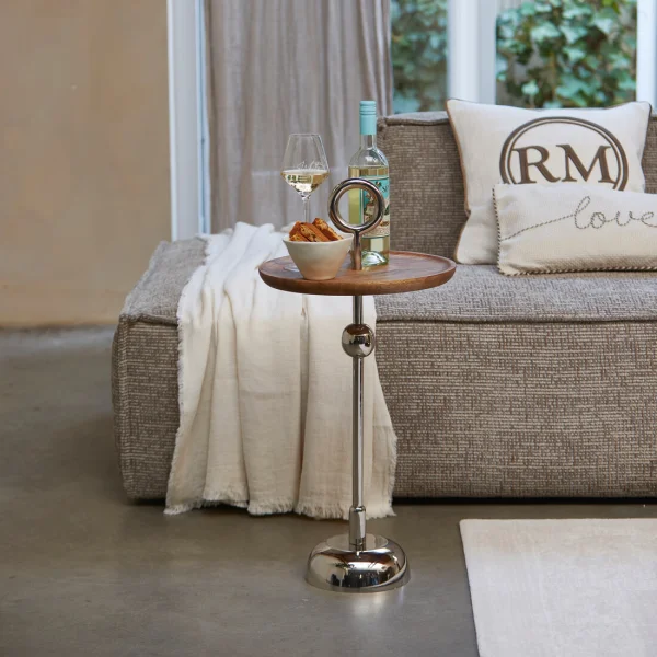 Rivièra Maison Bijzettafel Colonna Mangohout, 35cm - Naturel - Rond