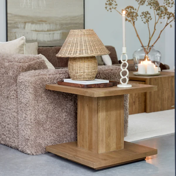 Rivièra Maison Bijzettafel Vermont Eikenhout, 60 x 60cm - Bruin - Vierkant