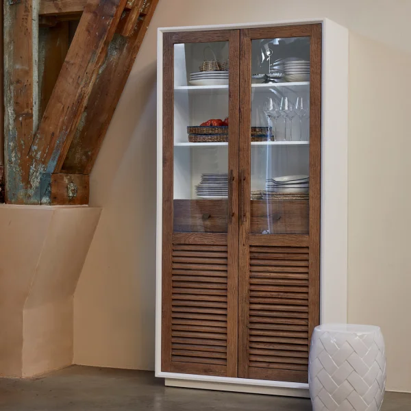 Rivièra Maison Buffetkast Lake House Eikenhout en glas, 205 x 100cm - Bruin