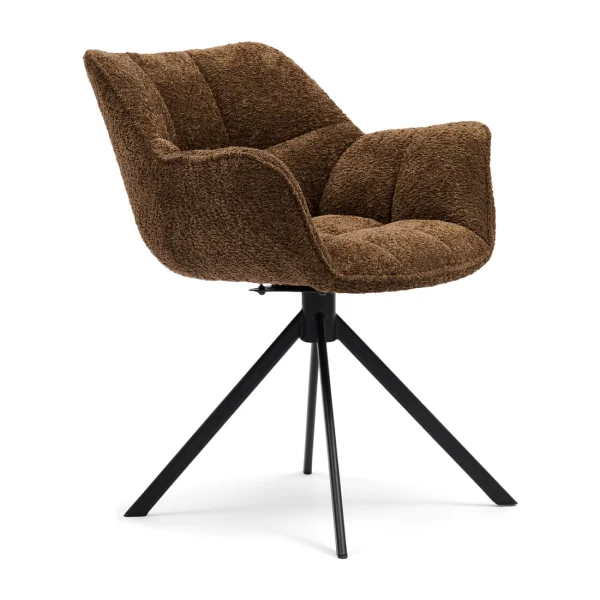 Rivièra Maison Draaibare Eetkamerstoel Carnaby Chenille - Umber Brown