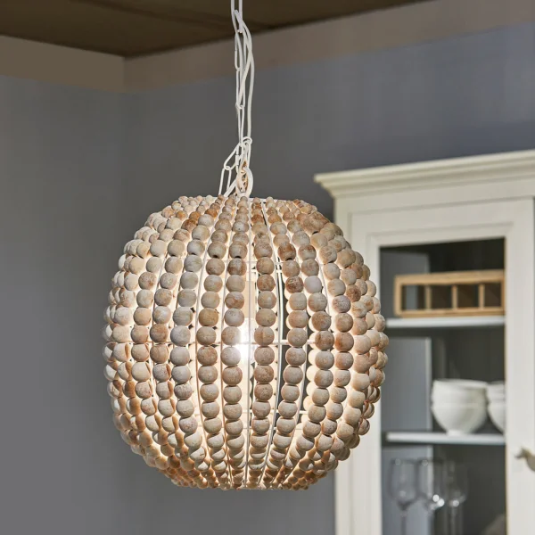 Rivièra Maison Hanglamp Lattea Mangohouten kralen, 44cm - Naturel