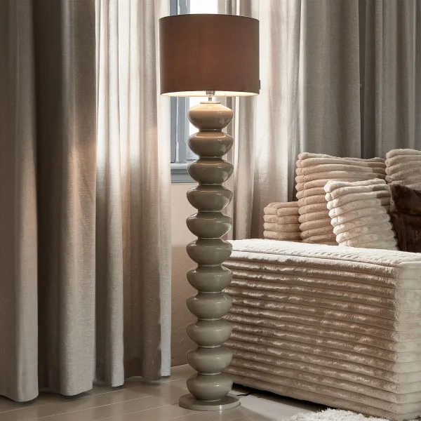 Rivièra Maison Vloerlamp Beaugrand Glas, 130cm hoog - Beige (excl. kap)