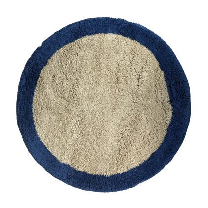 Rond hoogpolig vloerkleed Pilo beige|blauw polyester Interieur05