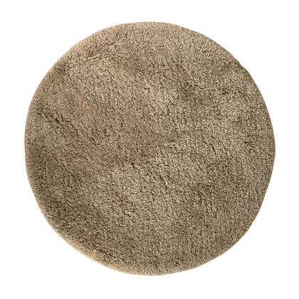 Rond hoogpolig vloerkleed Pilo taupe polyester Interieur05