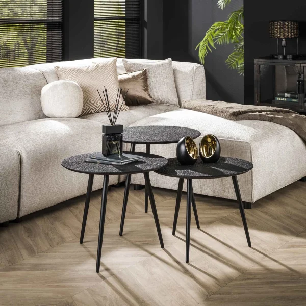 Ronde salontafel set van 3 | Metallic - Grijs