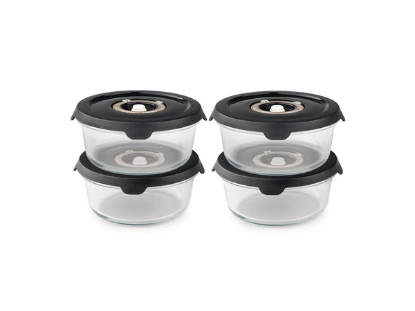 Ronde vacuümglazen container – 635ml set - 4-pak