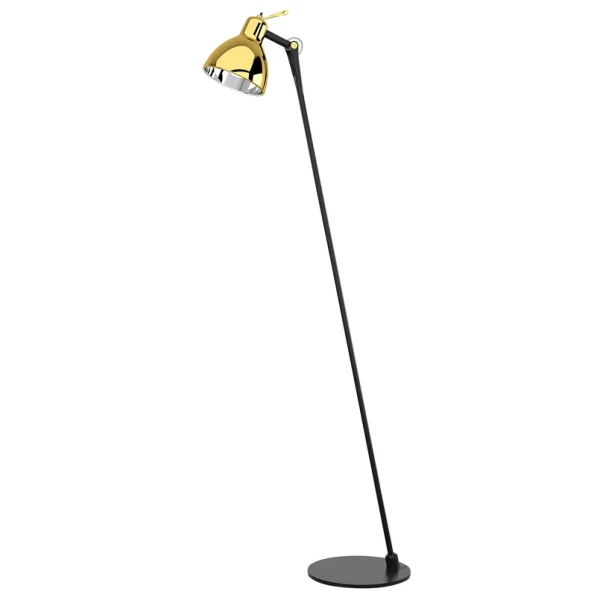 Rotaliana - Vloerlamp Luxy F0 Glam, zwart/goud, glazen kap