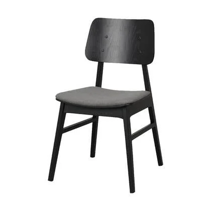 Rowico Home Nagano Houten Eetkamerstoel Zwart - Met Grijs Zitkussen