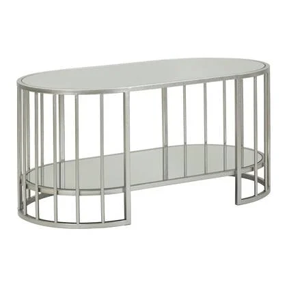 Salontafel in zilverkleurig metaal en glas cm 90x50x45