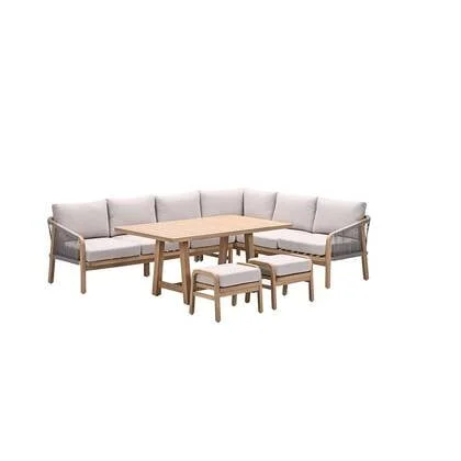 Santos lounge-diningset - 5-dlg.-rechts-acaciahout met white wash-sand