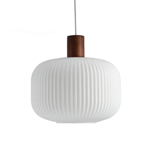 Scandi Living Fair plafondlamp Ø30 cm Matglas-donkergebeitst essenhout