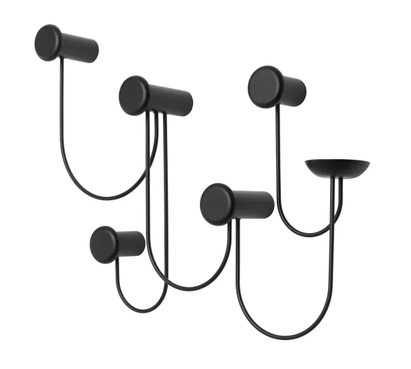 Schönbuch Pina Wandgarderobe met 4 Haken - 5 haken - zwart