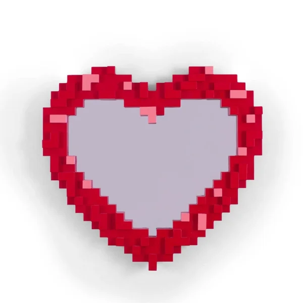 SELETTI - Heart Pixel Spiegel Rood/Roze