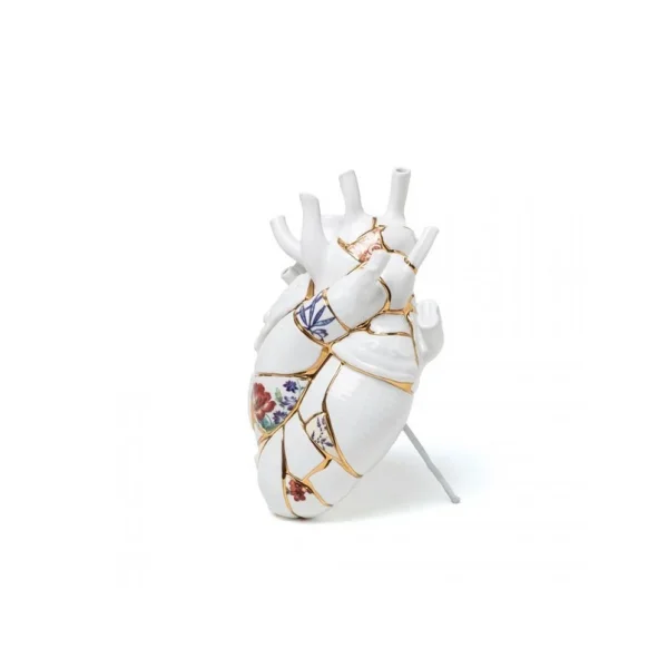 SELETTI - Love In Bloom Kintsugi Porcelain Heart Vaas