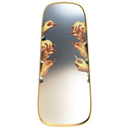 Seletti Mirror Gold frame spiegel 62x140 Lipsticks