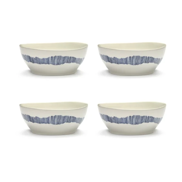 Serax Ottolenghi Feast kom L Ø17 cm 4-pack White-stripes blue