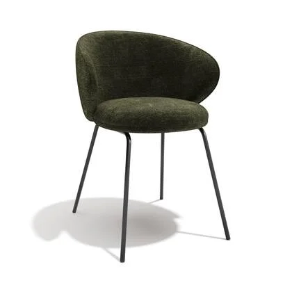 Set van 2 kaki fluwelen stoelen met zwarte poten