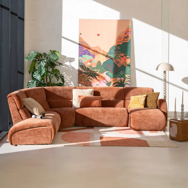 Sevn Organische Hoekbank Ceylon Lounge Rechts - Rood