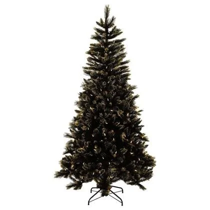 Shimmery Golden Black Bristle verlichte kunstkerstboom - 228 cm -