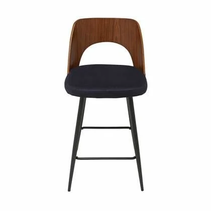 Signature - Barkruk AUSTIN - Blauw fluweel