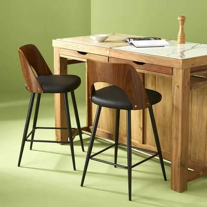 Signature - Barkruk AUSTIN - Zwart vinyl