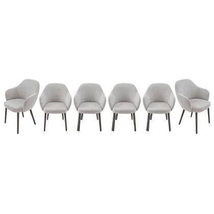 Signature - Bridgefauteuils in stof Ernest - Set van 6 - Lichtgrijs