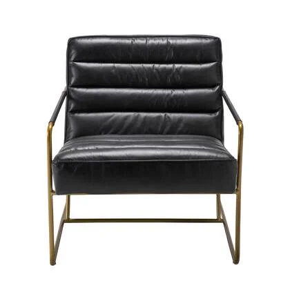 Signature - MARANELLO Zwarte lederen fauteuil - H71 cm - Zwart