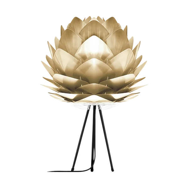 Silvia Medium tafellamp brushed brass - met tripod zwart - Ø 50 cm