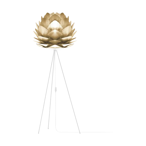 Silvia Medium vloerlamp brushed brass - met tripod wit - Ø 50 cm