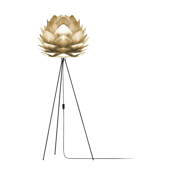 Silvia Medium vloerlamp brushed brass - met tripod zwart - Ø 50 cm